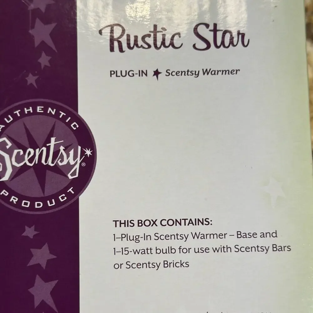 Scentsy Rustic Star Tan and Red Plug In Wax Melt Warmer